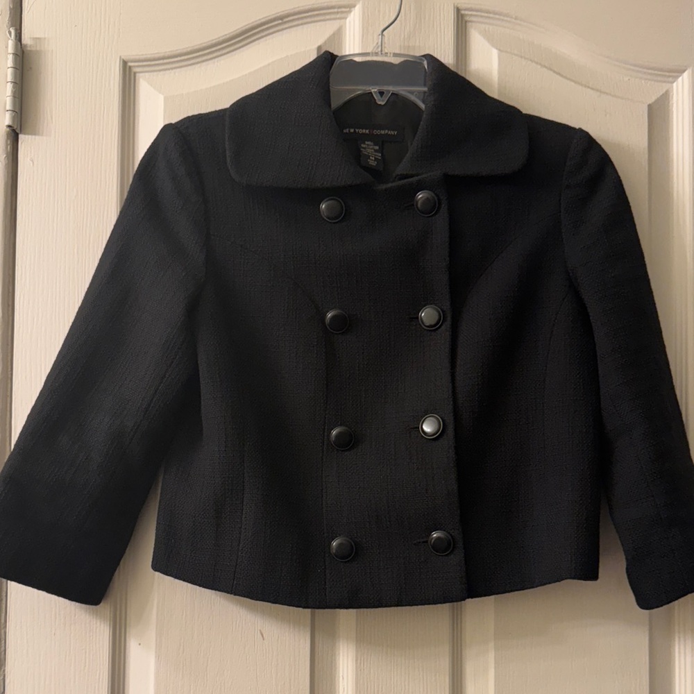 New York & Company Black Waist coat  Pea Coat lady jacket size medium